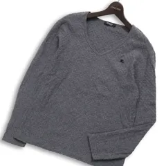 BURBERRY BLACK LABEL バーバリー ブラックレーベル ホース刺繍★ 格子柄 長袖 コットン ニット カットソー Sz.2 メンズ 灰