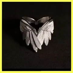 天使の羽 フェザー デザイン リング 指輪 オープンリング サイズ調整可能 フリーサイズ ファッションリング デザイナージュエリー アクセサリー パンク ゴシック レトロ メンズ レディース ユニセックス 新品未使用品