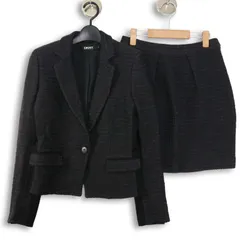 DKNY ダナキャラン 秋冬★ 編み込み風装飾 セットアップ テーラード ジャケット タイト スカート スーツ Sz.2 レディースのサムネイル