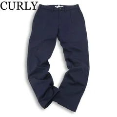 CURLY カーリー 通年★ ノータック ジャージー スラックス パンツ Sz.1　メンズ ネイビー 日本製のサムネイル