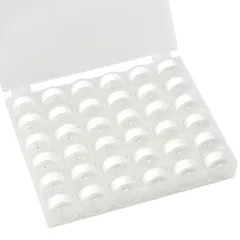 新品 Windman 縫い糸付きボビン 白 36粒入り 家庭ミシン用下糸 60番 高さ11.5mm 対応可 刺しゅう用下糸 ボビンホルター下糸 ボビンボックスセット ミシン糸付きボビンボックスセット 透明ボビン 収納ボックス 家庭用 実用的 DIY用 縫製ボビ