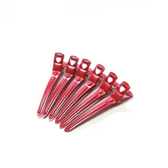 赤 金属製 ヘアクリップ 6個セット