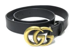 GUCCI/グッチ　GGマーモント ベルト　　414516　80/32　ブラック/ゴールド　ベルト　【中古】
