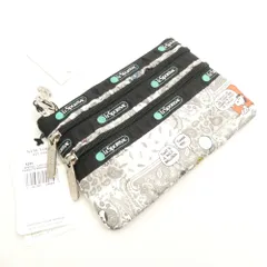 未使用 LESPORTSAC レスポートサック スヌーピー ポーチ ホワイト ブラック 小物入れ レディース AD1390 