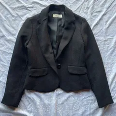 Krone クローネ 9AR ブラック ショート丈 テーラードジャケット 1B フラップポケット ポリ100 裏地付 きれいめ 小柄 オフィス通勤 セレモニー 入学式 卒業式 冠婚葬祭