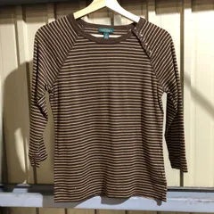 1380 LAULEN RALPH LAULEN 長袖トップス ブラウン M ローレンラルフローレン ボーダー柄 ロンT 七分丈 古着卸 アメリカ仕入