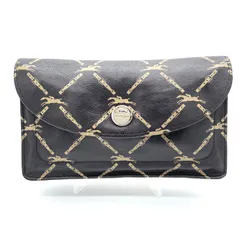 ロンシャン クラッチバッグ ヴィンテージ ホースロゴ 総柄 ベルト柄 ダークブラウン ブラック 黒 ゴールド金具 セカンドバッグ ポーチ レディース メンズ 希少 レア LONGCHAMP MADE IN FRANCE フランス製 オールドロンシャン