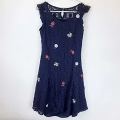 WILLSELECTION ウィルセレクション ノースリーブ 刺繍 ワンピース S ネイビー レディース