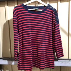 1381 LAUREN RALPH LAUREN 長袖トップス レッド ネイビー XL ローレンラルフローレン ロンT ボーダー柄 七分丈 古着卸 アメリカ仕入