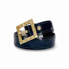GIVENCHY ジバンシィ ゴールドロゴバックル パテントレザー ベルト ミディアムブルー 85 / 34 未使用 タグ付きのサムネイル