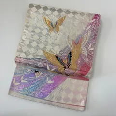 袋帯 蝶の美しい加工 煌びやか 正絹 MA-2991