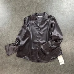 新品 未使用 SNIDEL スナイデル 長袖 サテンシャツ 開襟 オープンカラー ブラウス 光沢 グレー SWNT245074