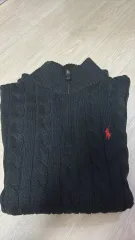 POLO RALPH LAUREN ポロラルフローレン ケーブル編み ハーフジップ ニット ブラック サイズ XL
