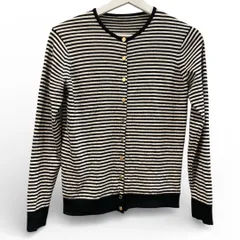 DeuxiemeClasse ドゥーズィエムクラス FF30クルーネックボーダーカーディガン GY70 ウール100% 日本製 ボーダー柄 size36 レディース 冬 ゴーゴー古着久喜倉庫店 草2929