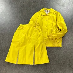 90s Vintage Christian Dior SPORTS クリスチャンディオール ジャケット スカート スカートスーツ セットアップ 上下 裏チェック柄 イエロー 黄 ヴィンテージ ビンテージ レディース