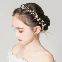 ☆ ホワイト ☆ ヘアアクセサリー 華やか ヘアアクセサリー キッズ 子供用 女の子 カチューシャ フォーマル 結婚式 発表会 アクセサリー キラキラ ヘッドドレス ヘアアクセ 髪飾り 華やか かわい