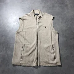 GQ4502◇POLO Ralph Lauren : ジップアップ コットンベスト◇L◇ベージュ系 ポロ ラルフローレン