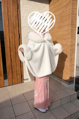 SOUSOU 尾州ツイード綾織 スタンドカラーショートコート鈍色 フクロウ