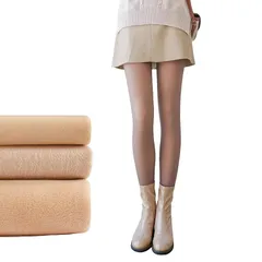 [Allanve] 裏起毛タイツ 透け感タイツ 肌色 【違和感なく超リアル・暖かいもこもこ・美脚スリム】 フェイクタイツ 秋冬 厚手 パンスト レディース 着圧 美脚 美尻 一体式 フリーサイズ 防寒 ストッキング (JP, アルファベット, Free S 0