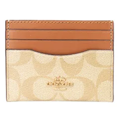 コーチ カードケース COACH コーティングキャンバス レザー シグネチャー ロゴ スリム ID パスケース 定期入れ 名刺入れ ライトカーキ×ライトサドル【訳あり】CH415w