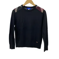 ブルーレーベルクレストブリッジ 長袖セーター サイズ38 M レディース美品  - 黒×ボルドー×アイボリー クルーネック/チェック柄