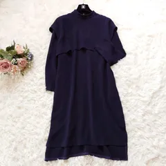 エンフォルド　ENFOLD　レイヤード　ドッキング　ロング　ワンピース　長袖　ネイビー　36　S　オケージョン　パーティー　結婚式　二次会　フォーマル　入学式　卒業式