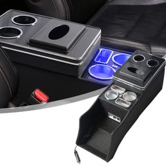 【在庫処分】YESHMA コンソールボックス 車 オデッセイ RC系 RC1 RC2 RC4 アームレスト HONDA 適用 ODYSSEY 前後期対応 センターコンソールボックス ドリンクホルダー スマートコンソール USBポート LED付き 収納便利