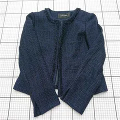 ◇ ⊇ ガロリア GALLORIA ツイードノーカラージャケット 9AR ネイビー系 レディース E  【1512010006853】