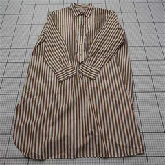 ◇ ⊂ ワンピース ストライプシャツワンピース ベージュ系 コットン混 レディース Fサイズ E  【1512010007065】