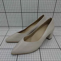 ◇ Θ ランダ RANDA ポインテッドトゥ チャンキーヒール パンプス ベージュ系 23.0cm レディース E  【1512010008482】