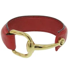 美品 グッチ ホースビット レザー レッド バングル 赤 0774 GUCCI