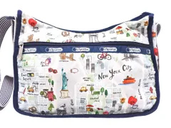 レスポートサック クラシックホーボー new york city 総柄 ショルダー バッグ 白ｘ紺 ■■ レディース