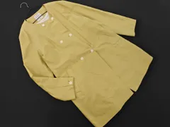 HUMAN WOMAN ヒューマンウーマン リネン混 ノーカラー コート sizeL/黄 ◇■ レディース