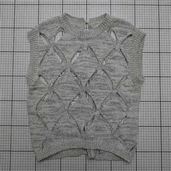 ◇ ⊂ ルティム Lutim by u 透かし編みニットベスト グレー系 レディース Fサイズ E  【1512020025646】