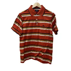 BURBERRYGOLF(バーバリーゴルフ) 半袖ポロシャツ サイズM メンズ美品  - オレンジ×ダークネイビー×マルチ ボーダー