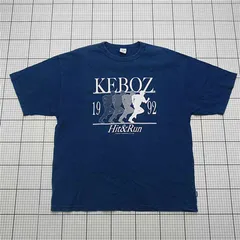 ◇ ⊂ ケボズ KEBOZ 1992 Hit&Run プリントTシャツ コットン ネイビー メンズ Lサイズ E  【1512020025431】