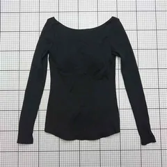 ◇ ⊂ ワコール Wacoal OUR 長袖リブカットソー ブラック系 レディース E  【1512020026636】