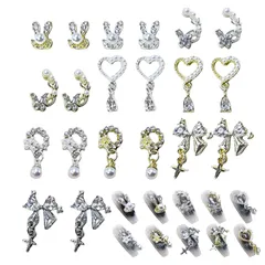 リボン うさぎ 蝶々 ハート 揺れる ネイルパーツ 大きめ ネイルパーツ 3D 立体 キラキラ ネイルストーン 可愛い ネイルアート ジュエリーパーツ デコパーツ DIY 20個セット 手芸 ハンドメイド (ミクス C)