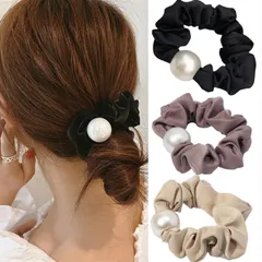 美髪シュシュ リボン ヘアアクセサリー パール パール ヘアアレンジ 大人 大人 シュシュ シュシュ ヘアゴム ヘアゴム ファッション ヘアゴム 跡がつかないヘアゴム おしゃれ ，BetterJonny 3個セット