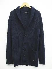 BURBERRY BLACK LABEL バーバリーブラックレーベル ケーブルニットカーディガン ネイビー 紺 クルミボタン サイズ2 M0001-0106-2