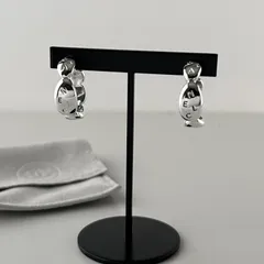 シャネル フープ ピアス ロゴ AG925 ヴィンテージ CHANEL