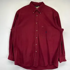 古着 90's/90年代 ノーティカ NAUTICA 長袖シャツ 無地 ワンポイントロゴ 胸ポケット ボタンダウンシャツ L  レッド メンズ