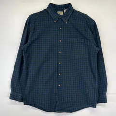 古着 エルエルビーン L.L.Bean 長袖シャツ ボタンダウンシャツ アウトドア チェック柄 胸ポケット M  ネイビー メンズ