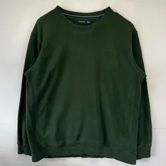 古着 ノーティカ NAUTICA スウェット 大きいサイズ トレーナー クルーネック リバースタイプ ワンポイントロゴ 2XL  グリーン メンズ