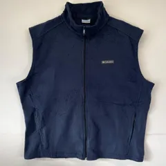 古着 コロンビア Columbia ベスト 大きいサイズ フリースベスト アウトドア ワンポイントロゴ刺繍 XL  ネイビー メンズ