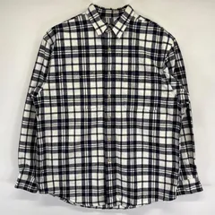 古着 エディー・バウアー Eddie Bauer 長袖シャツ ネルシャツ チェック柄 アウトドア 胸ポケット M  ホワイト メンズ