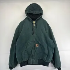 古着 カーハート Carhartt ワークジャケット ダックジャケット アクティブジャケット ワンポイントロゴ 大きいサイズ XL  グリーン系 メンズ