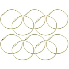 【特価商品】ワイヤーリング アクセサリー ゴールド ステンレス ネジ式 キーホルダー ハンドメイド 長さ15cm (10個)