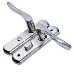 【在庫処分】堅塁金物 ドアノブ トイレ 室内 浴室 レバーハンドル 鍵なし(穴の距離125MM) (銀)