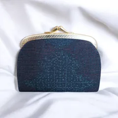 がま口　ポーチ ネイビー 金口 上品 小物入れ　コインケース